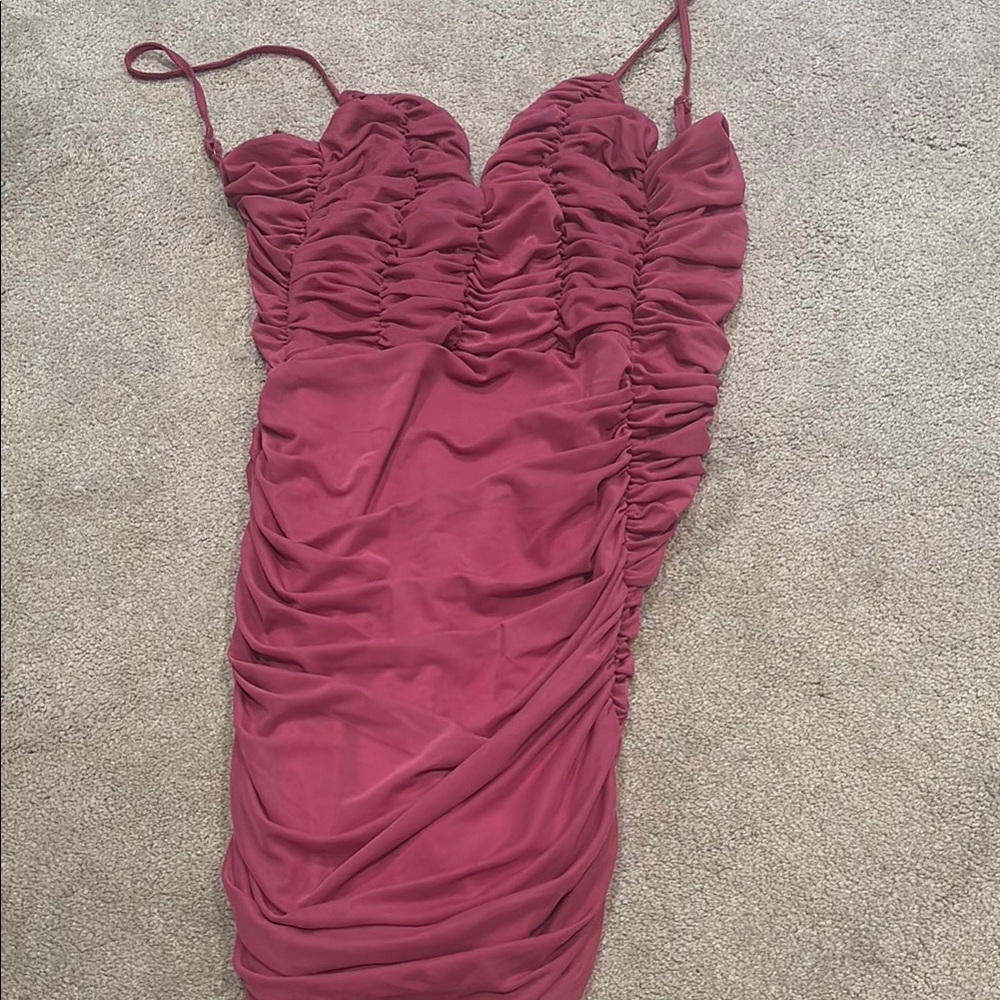 Elegant Ruched Pink Dress